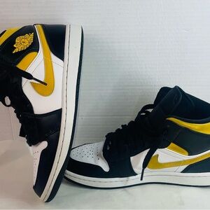 Nike Air Jordan Black, White, and Yellow Sneakers